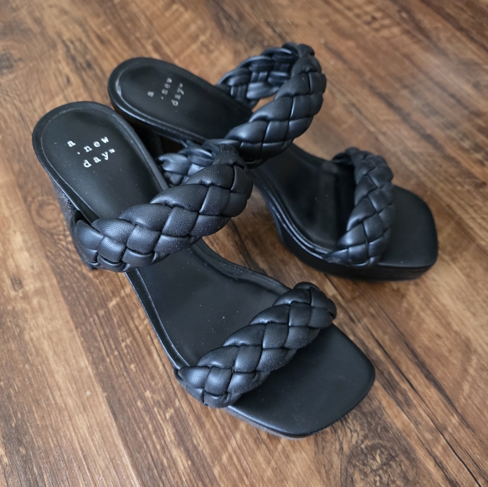 a new day Black Braided Slide Sandals